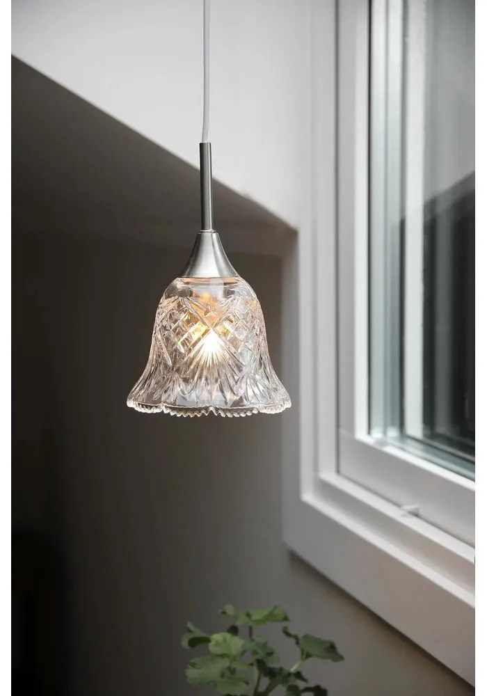 Висящо осветително тяло в сребрист цвят със стъклен абажур ø 13,5 cm Luna – Markslöjd