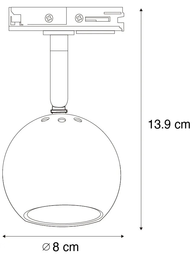 Модерен 1-фазен релсов прожектор черен със злато - Gissi