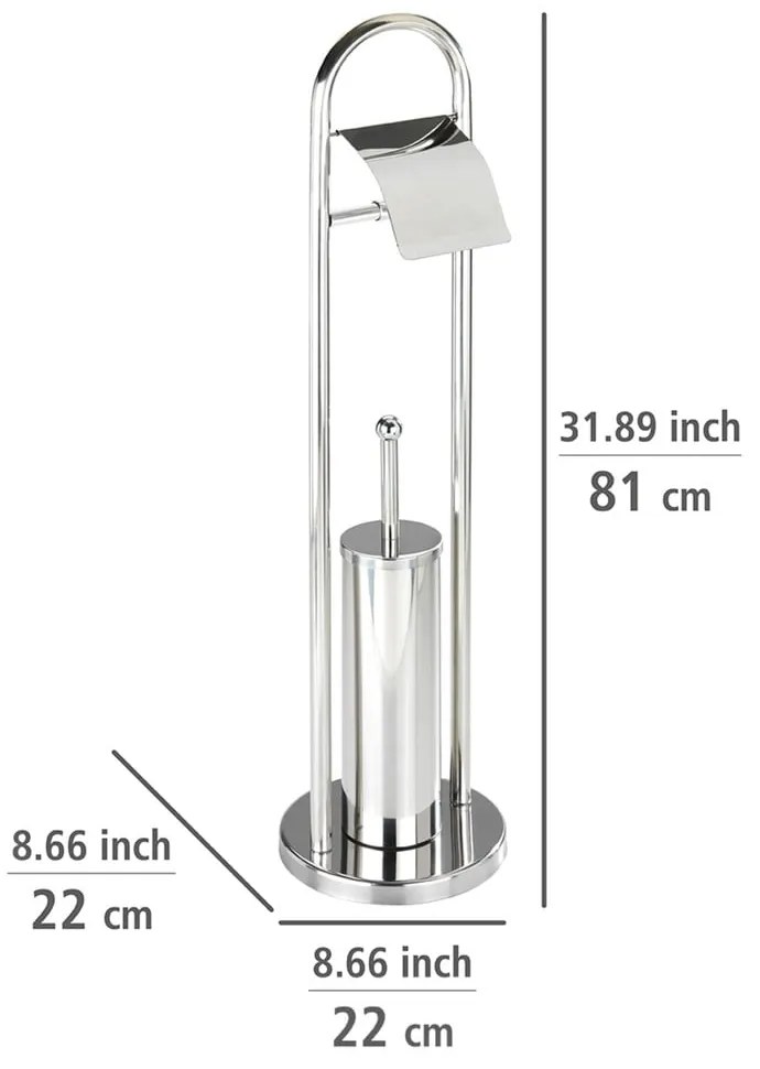 Четка за тоалетна с поставка за тоалетна хартия в сребристо Vasto - Wenko
