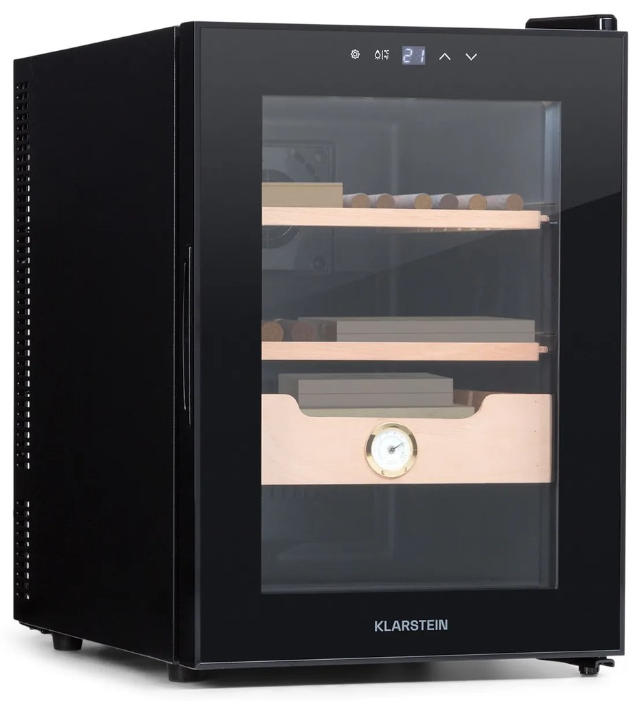 Klarstein El Presidente 37, Хумидор за пури, 37L , 2 чекмеджета, 1 чекмедже от кедрово дърво