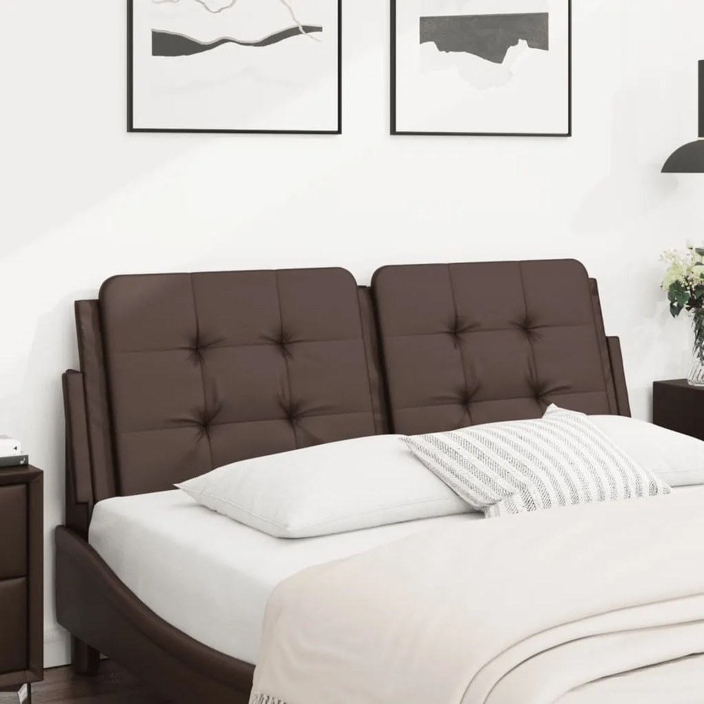 374861 vidaXL Мека табла за легло Zadar, кафява, 140 см, изкуствена кожа
