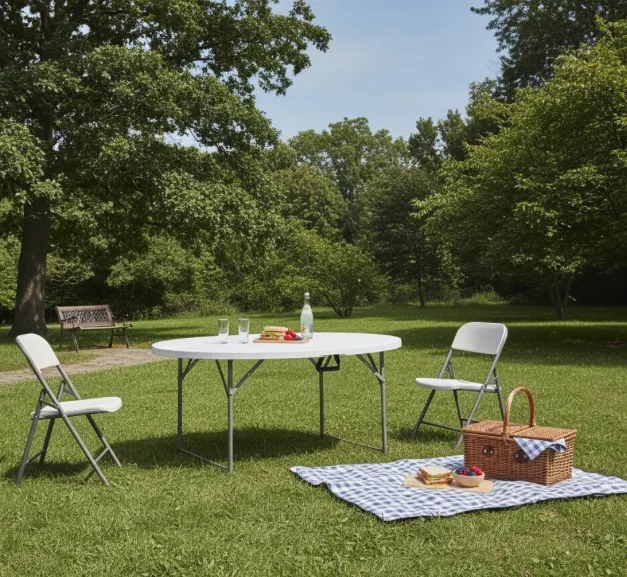 Сгъваема кръгла маса за кетъринг 180 см - банкетна маса за събития и тържества