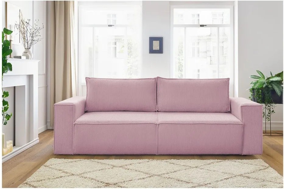 Светлорозов диван от велур 245 cm Nihad - Bobochic Paris