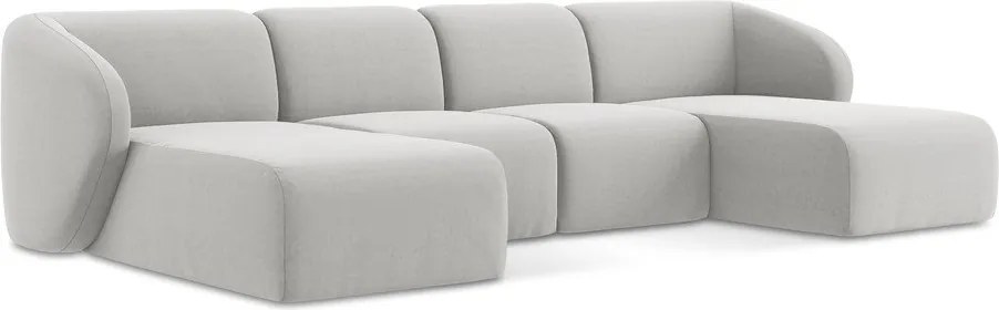 Светлосив кадифен ъглов диван (U форма) Lani – Makamii
