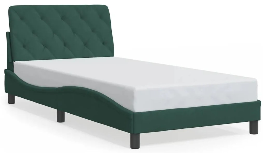 3207908 vidaXL Рамка за легло без матрак, тъмнозелена, 100x200 см, кадифе