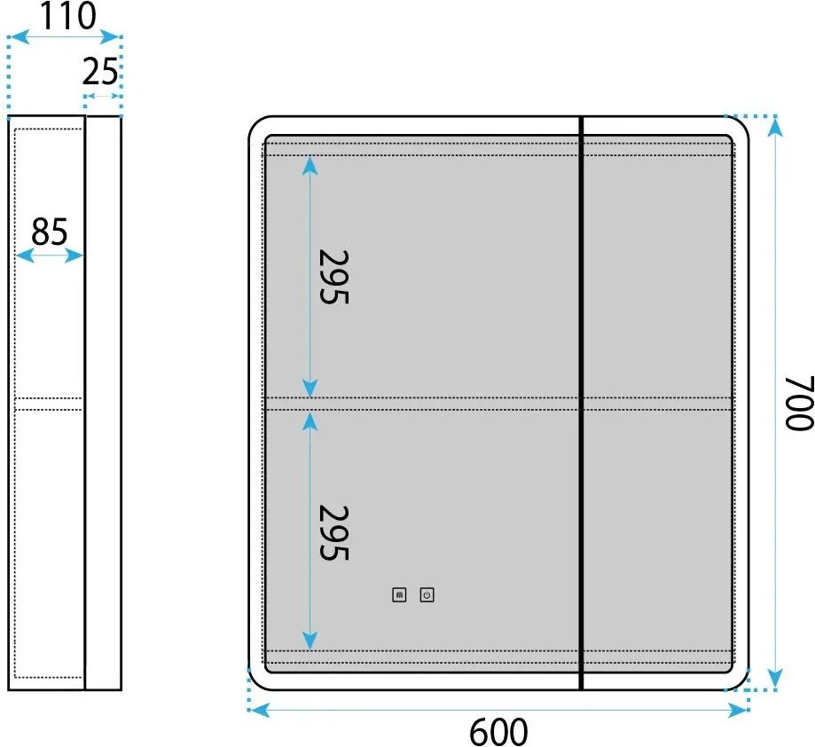 Шкаф с огледало и LED осветление M1011-60 60x70