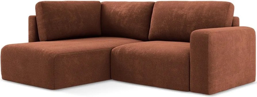 Теракотен шенилов сгъваем/с място за съхранение ъглов диван (ляв ъгъл/L форма) Kona – Makamii