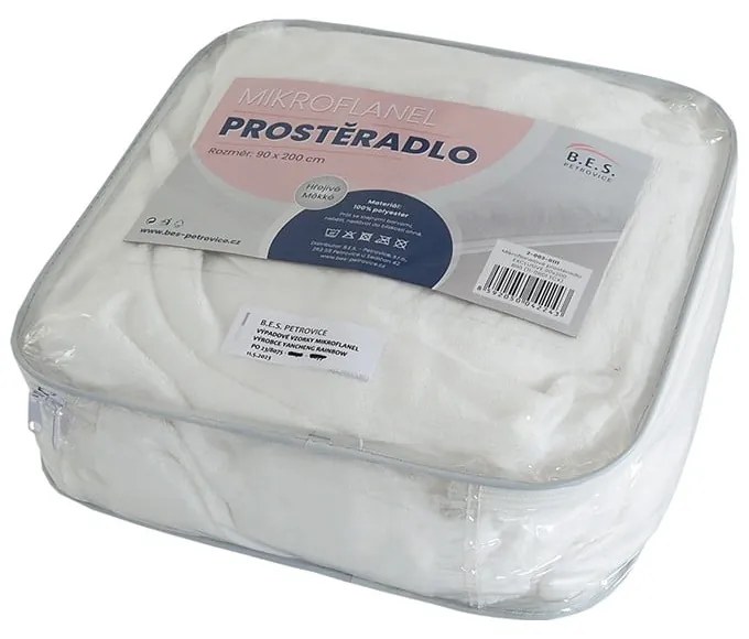 Бял микрофланелен чаршаф 180x200 cm Exclusive - B.E.S.