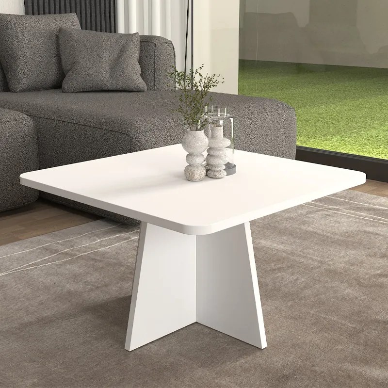 Меламинов кафе маса Захар в бял цвят 60x60x36.8см.