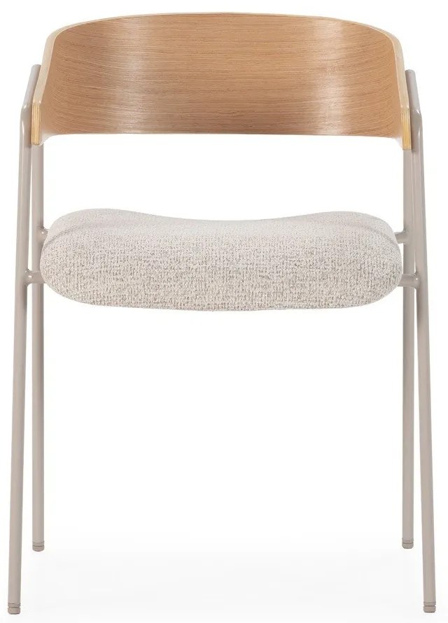 Светлосиви/в естествен цвят тапицирани трапезни столове в комплект с подлакътници 2 бр. Cora – MOME