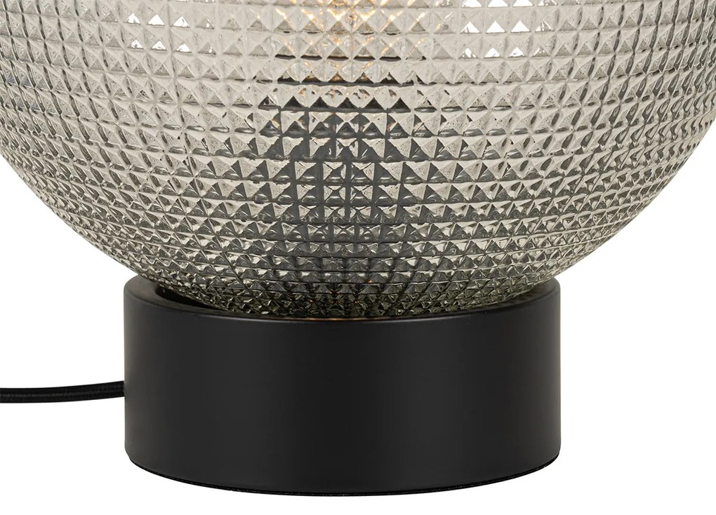 Дизайнерска настолна лампа черна с опушено стъкло - Chico