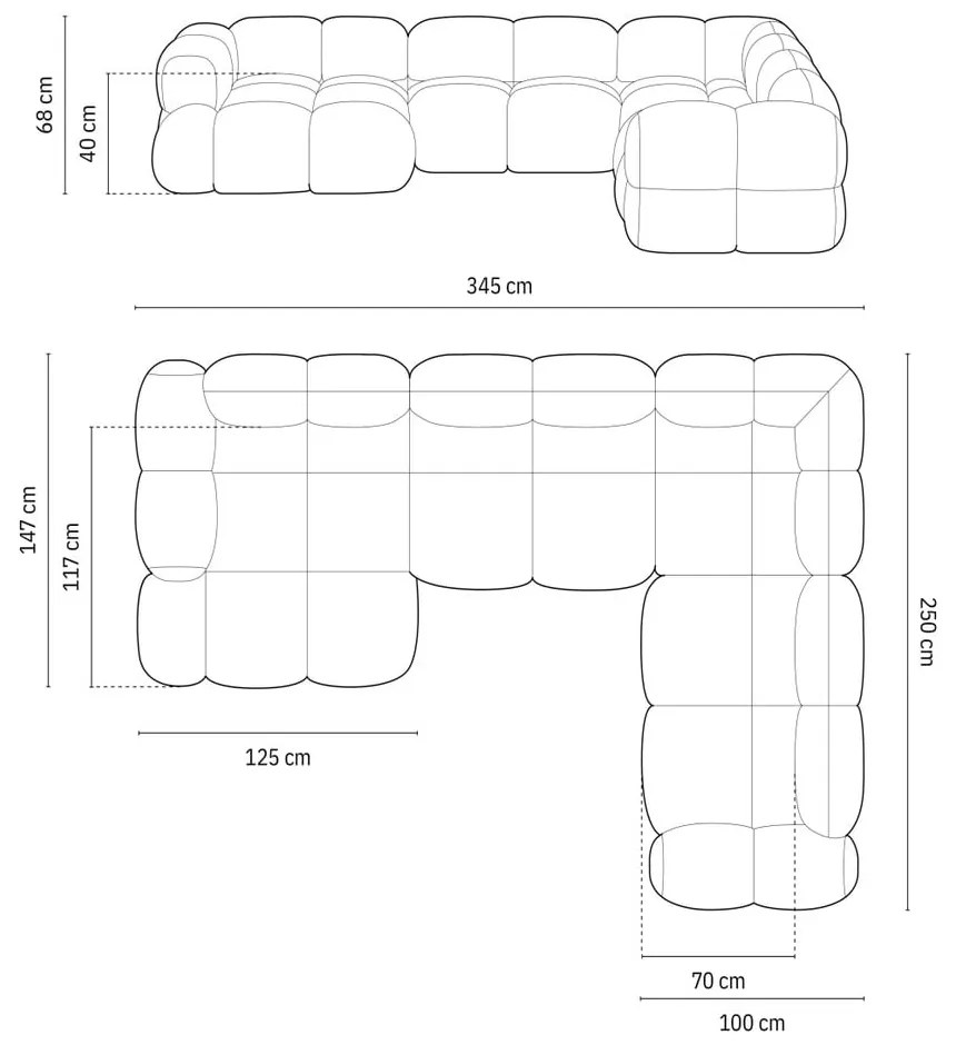 Тъмносин ъглов диван (десен ъгъл/U форма) Loretto – Cosmopolitan Design