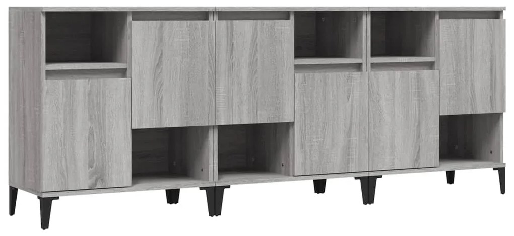 3185749 vidaXL Сайдборд, 3 бр, сив сонома, 60x35x70 см, инженерно дърво