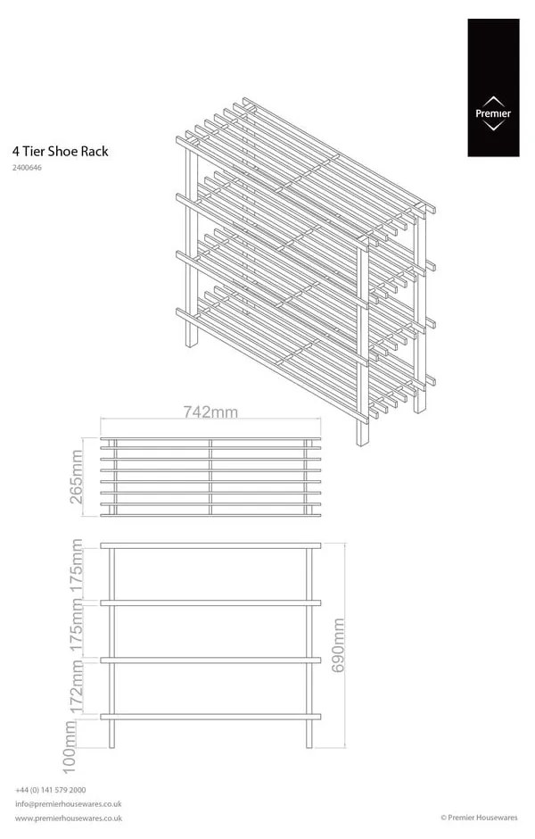 Стелаж за обувки в естествен цвят - Premier Housewares