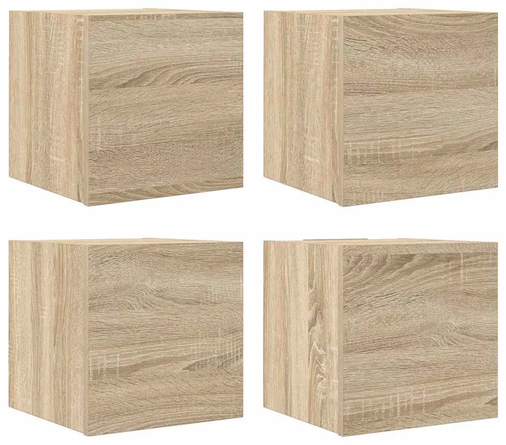 804492 vidaXL ТВ шкафове за стенен монтаж, 4 бр, дъб сонома, 30,5x30x30 см