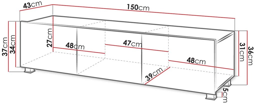TV шкаф Calabrini-Natural-Length: 150 cm.