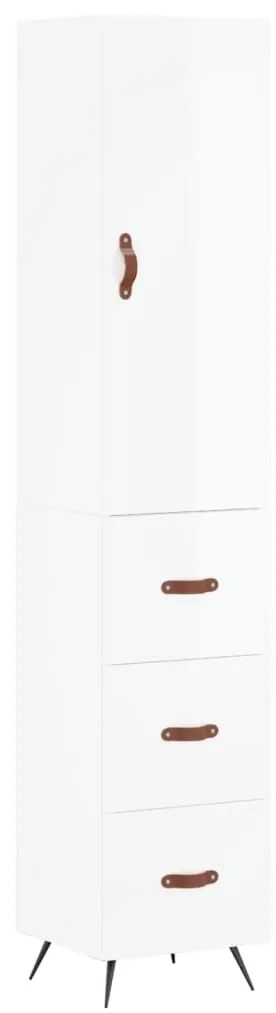 3198827 vidaXL Висок шкаф, бял гланц, 34,5x34x180 см, инженерно дърво