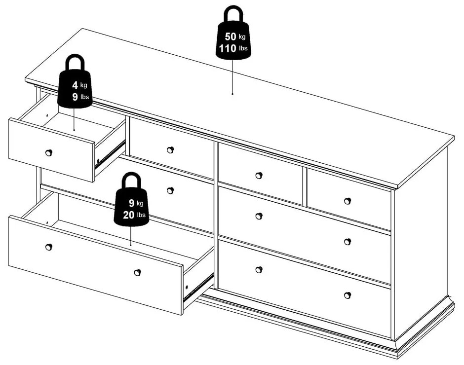 Сив нисък скрин 183x87 cm Paris – Tvilum