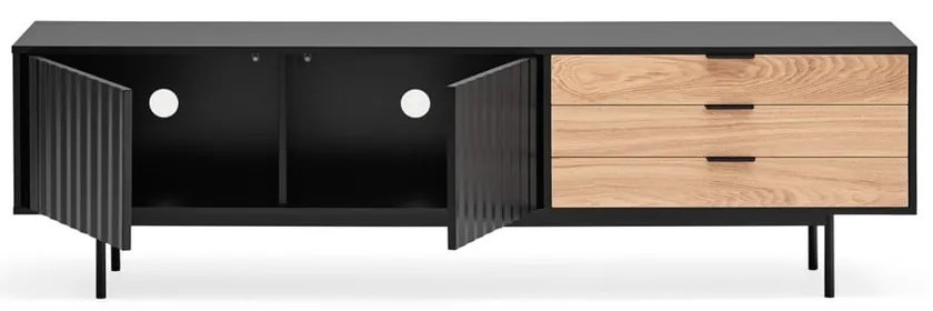 Черна/естествена маса за телевизор от декор от дъб 180x52 cm Sierra – Teulat