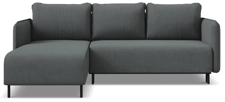 Тъмносив разтегателен ъглов диван с място за съхранение (ляв ъгъл) Luana – Makamii