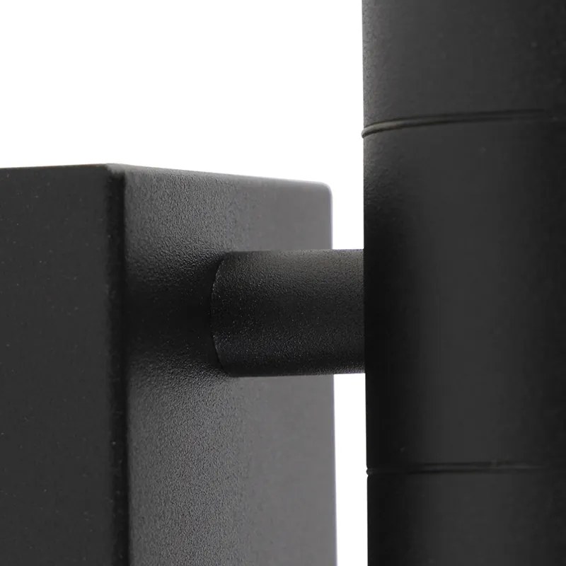 Външна стенна лампа черна 2-светлина с датчик за движение IP44 - Duo