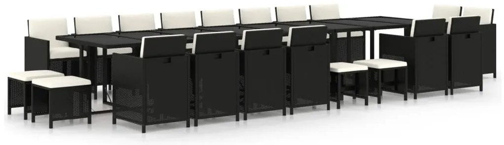 3095669 vidaXL Градински комплект с възглавници 21 части полиратан черен