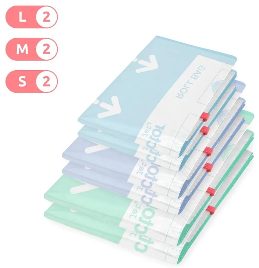 Вакуумни торбички в комплект от 6 бр. Roll Up S/M/L - Compactor