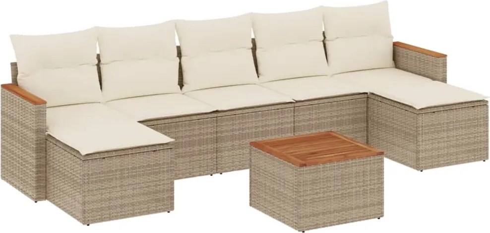 3226240 vidaXL Градински диван с възглавници, 8 части, бежов полиратан
