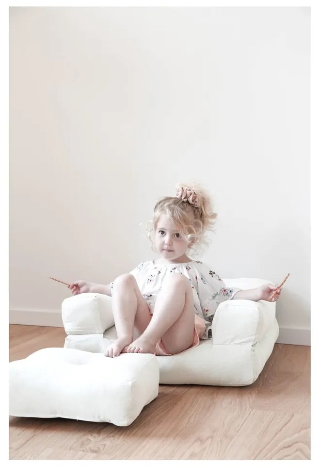 Детски сгъваем фотьойл с табуретка Creamy Mini Cube - Karup Design