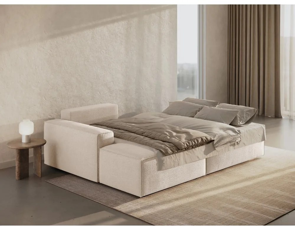 Бежов разтегателен ъглов диван от букле (ляв ъгъл) Jodie – Micadoni Home