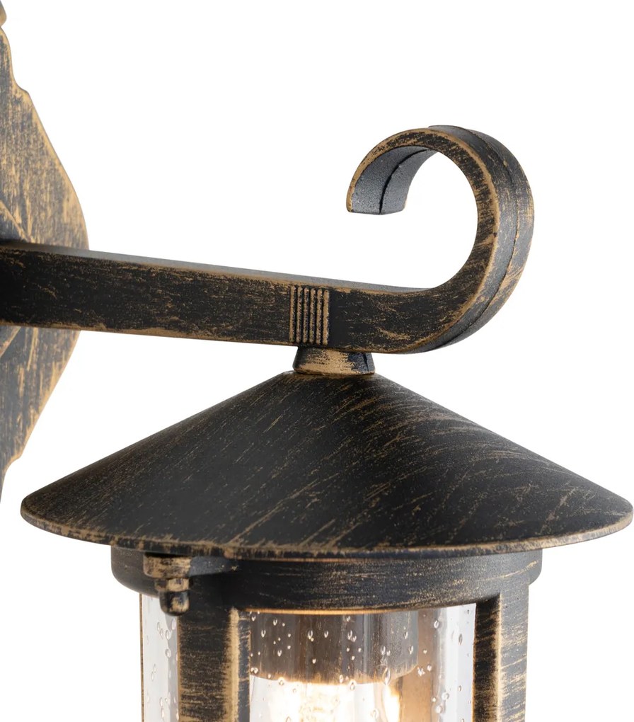 Класически външен стенен фенер антично злато IP44 - Herb