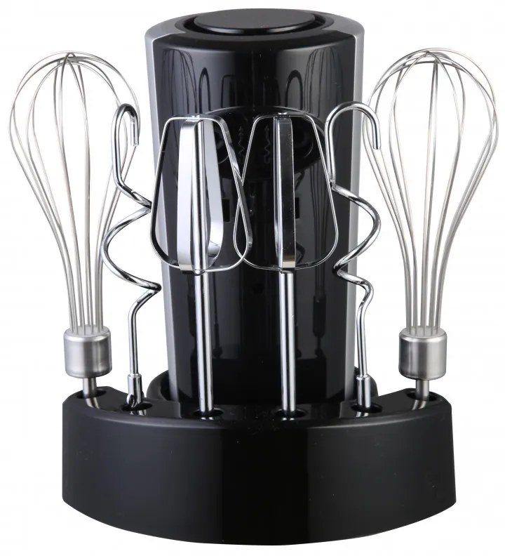 Миксер Rosberg R51110KB, 300 W, 5 скорости + Турбо, Поставка за аксесоари, Черен/сребрист