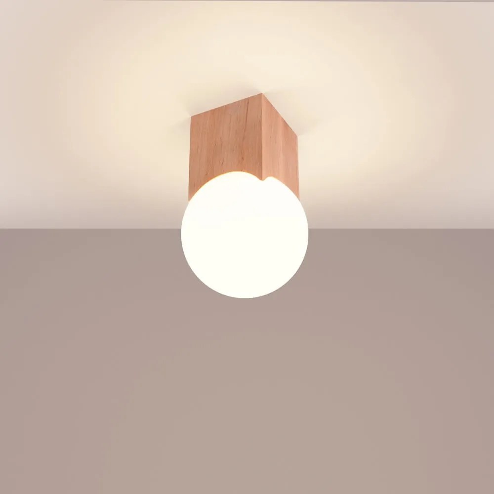 Осветително тяло за таван в естествен цвят със стъклен абажур 12x12 cm Rayer – Sollux