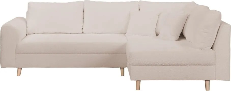 Бежов ъглов диван от плат букле (десен ъгъл) Ariella - Ropez