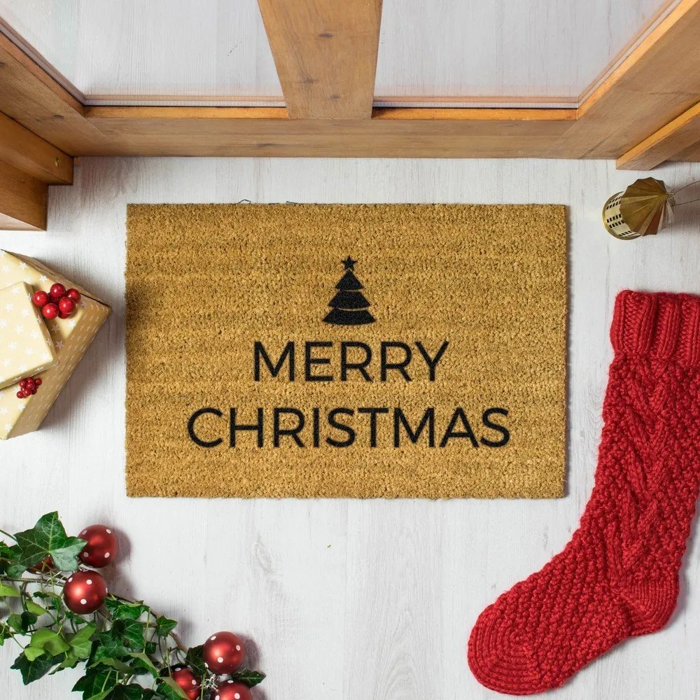 Изтривалка с коледен мотив от кокосови влакна 40x60 cm Merry Christmas – Artsy Doormats