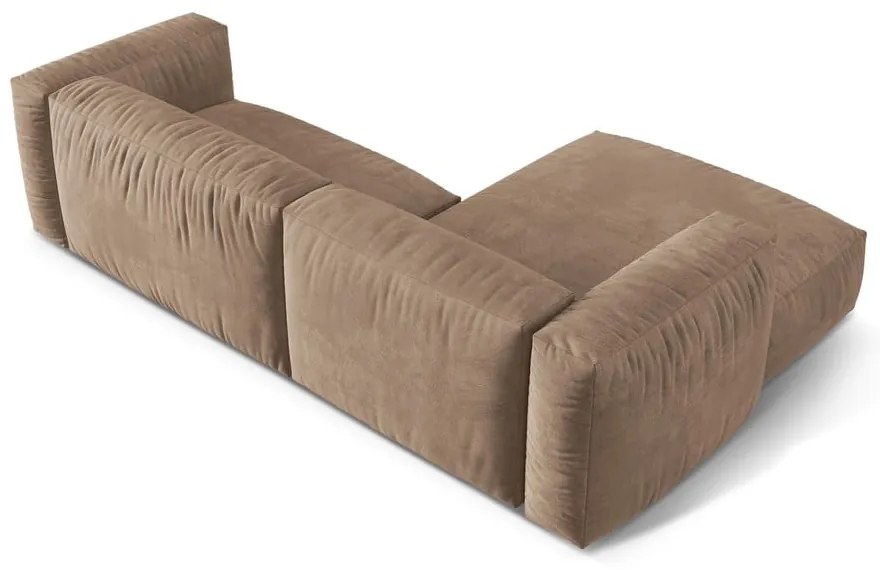 Светлокафяв кадифен модулен ъглов диван (ляв ъгъл) Martina – Micadoni