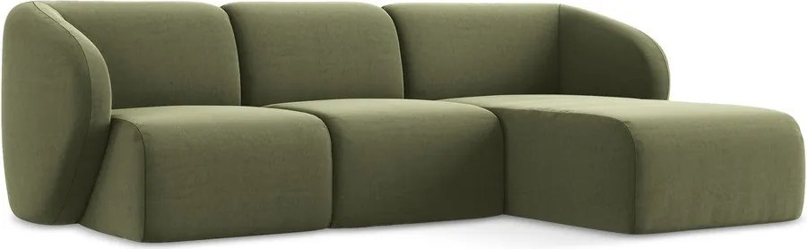 Зелен кадифен ъглов диван (десен ъгъл) Lani – Makamii