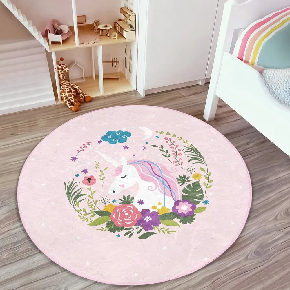 Розов детски килим ø 120 cm Comfort - Mila Home
