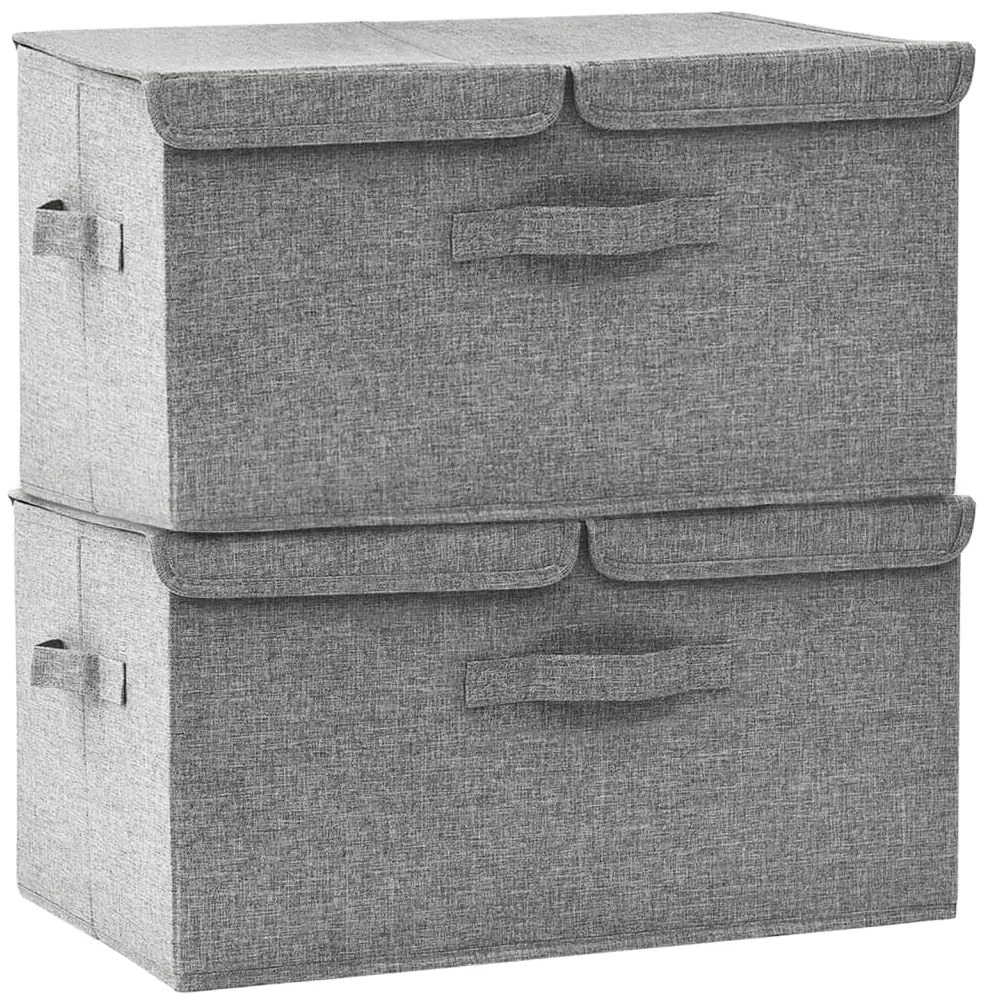 332915 vidaXL Кутии за съхранение, 2 бр, текстил, 50x30x25 см, сиви