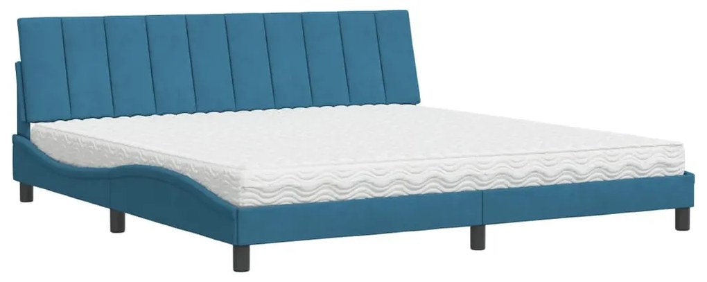 3208620 vidaXL Легло с матрак Hanko, синьо, 200x200 см, кадифе