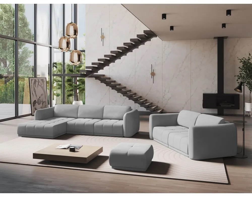 Светлосив ъглов диван (ляв ъгъл) Hoku – Makamii