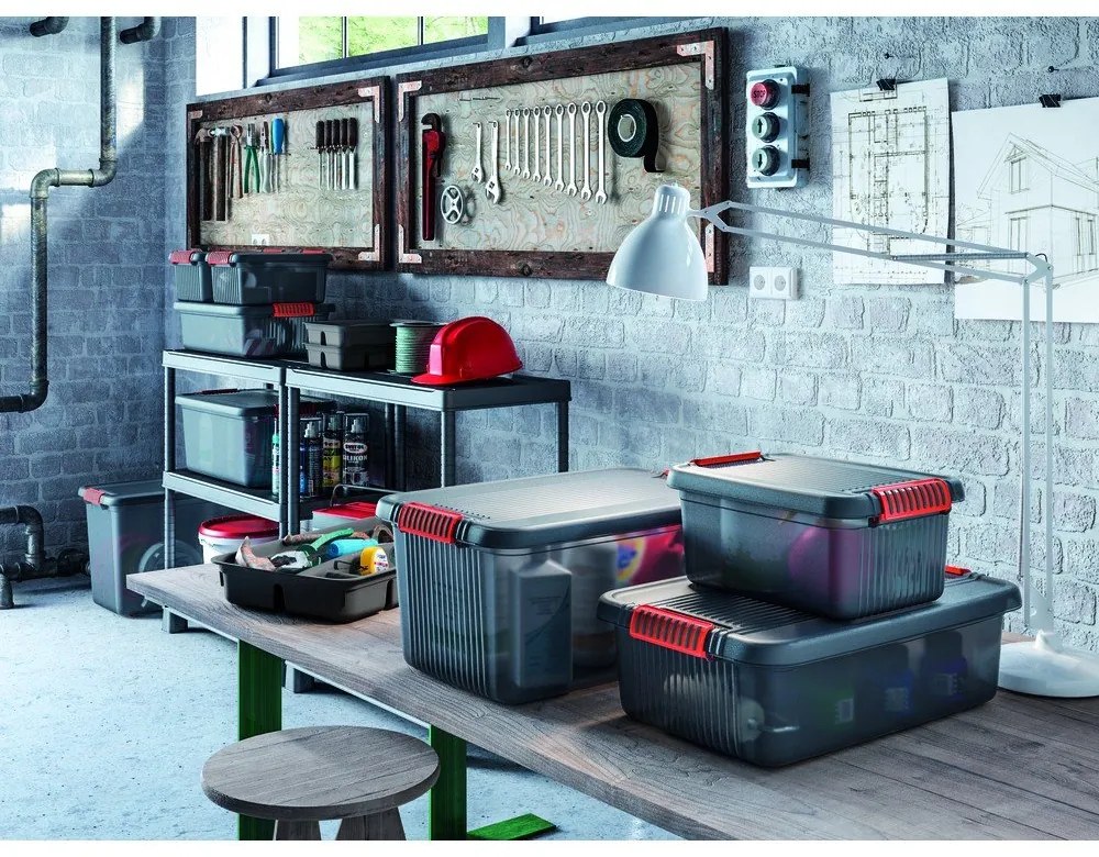 Сив пластмасов разделител за кутия за съхранение 54,5x36x8,5 cm K Latch Box – KIS