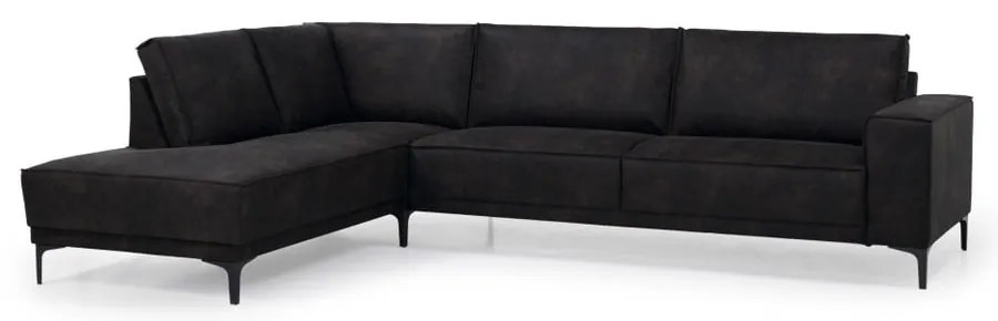 Тъмносив ъглов диван от изкуствена кожа (ляв ъгъл) Copenhagen - Scandic