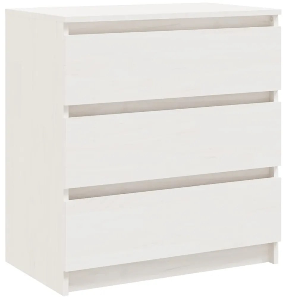 808094 vidaXL Нощно шкафче, бяло, 60x36x64 см, бор масив