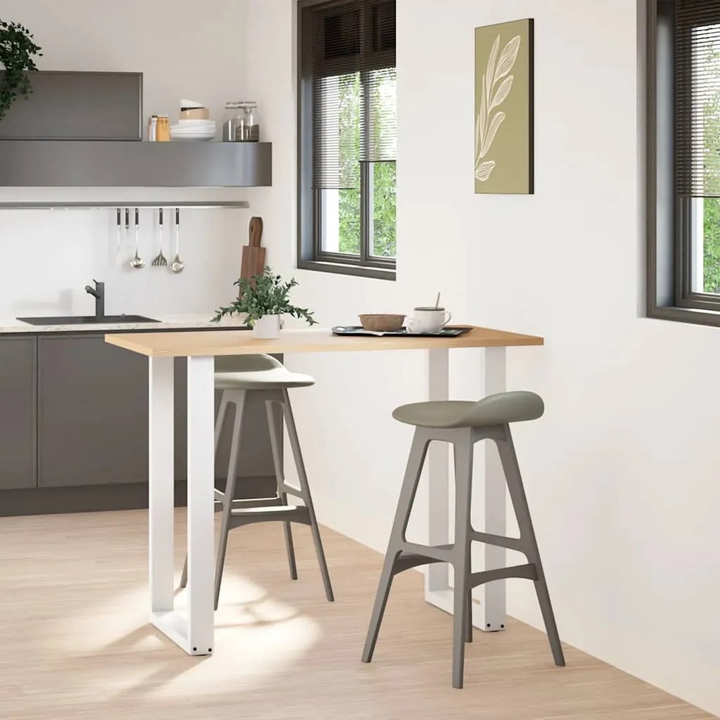 4013237 vidaXL Крака за бар маса, U-образни, 2 бр., бели, 60 x (100-101) см, стомана