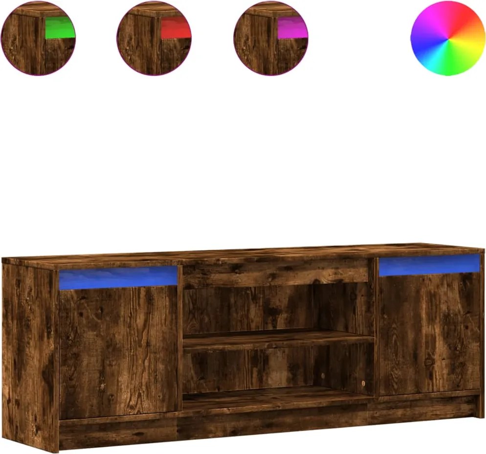 852198 vidaXL ТВ шкаф с LED, опушен дъб, 139,5x34x50 см, инженерно дърво