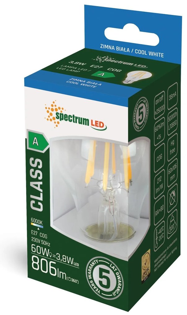 Крушка LED GLS COG E-27 3,8W WOJ+14641