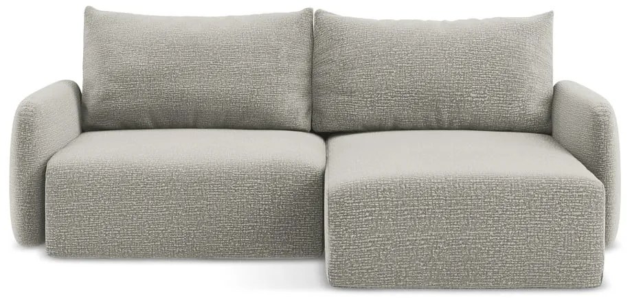 Светлосив разтегателен ъглов диван с място за съхранение (десен ъгъл) Kalena – Makamii