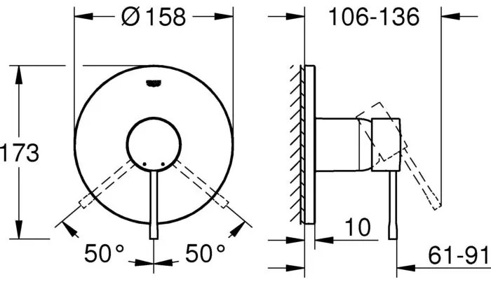 Външни части на кран за душ Grohe Essence New-Антрацит Гланцово-18,8 x 16,3