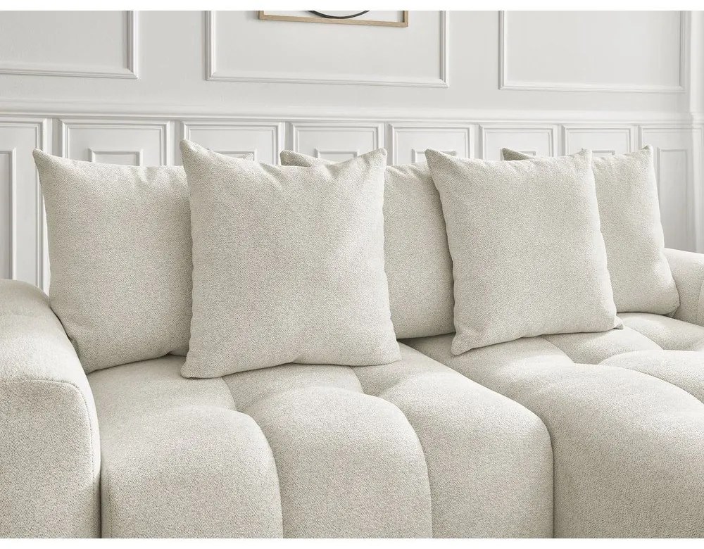 Бял шенилов разтегателен ъглов диван с място за съхранение (десен ъгъл) Roxelane – Bobochic Paris